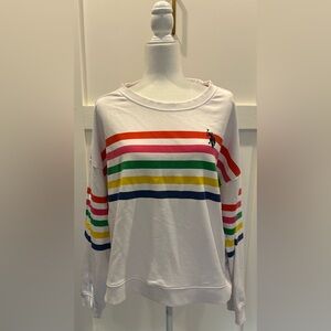U.S. Polo Assn. White sweatshirt with colorful stripes.